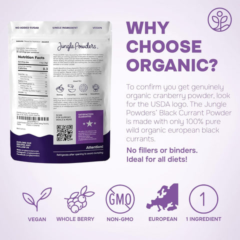 Freeze-dried Organic Black Currant Powder 5 Ounce Bag