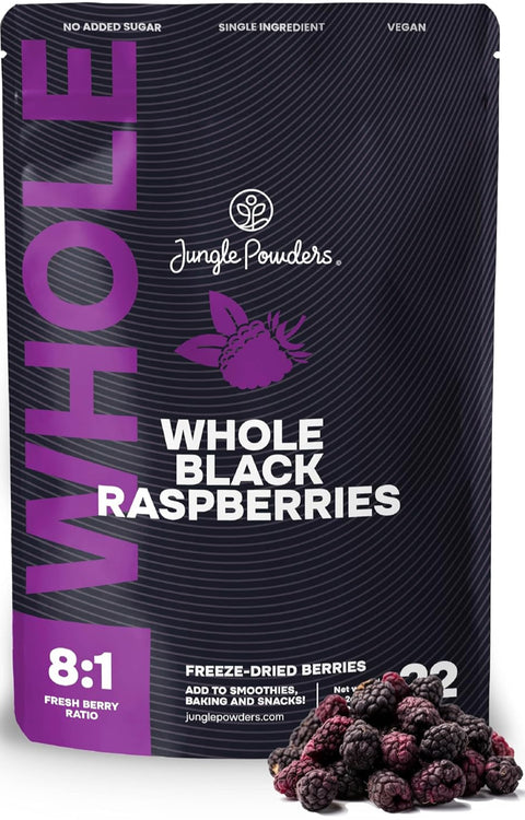 Whole Black Raspberries Freeze-Dried 3.2 Ounce Bag
