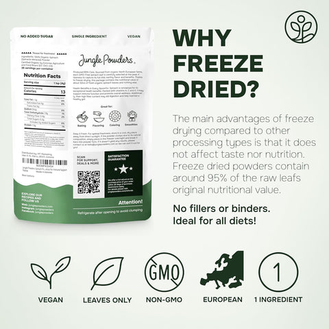 Organic Spinach Powder Freeze-Dried 5 Ounce Bag