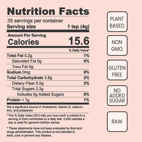Organic Peach Fruit Powder Freeze-dried 5 Ounce Bag