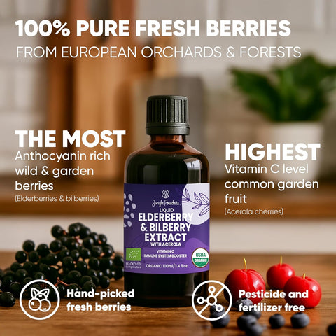 Organic Elderberry Extract for Immunity with Bilberry & Acerola 20 Day Supply