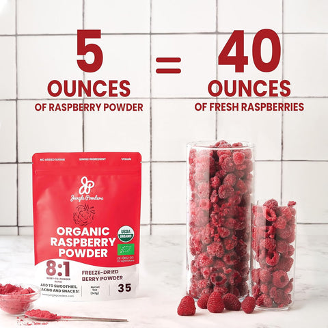 Organic Raspberry Powder Freeze-Dried 5 Ounce Bag