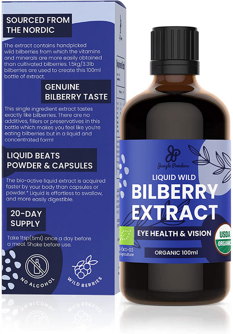 Organic Wild Bilberry Extract for Eyes 20-40 Day Supply