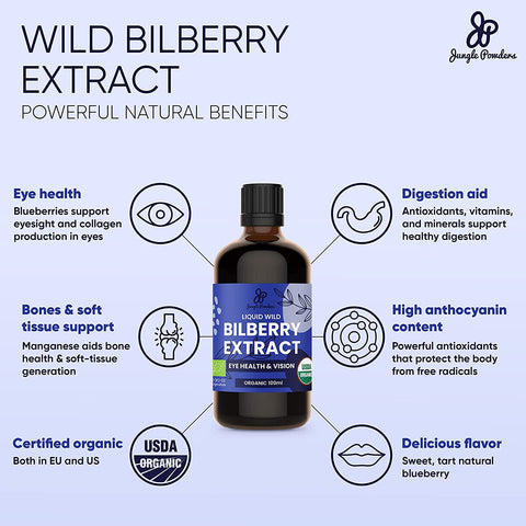 Organic Wild Bilberry Extract for Eyes 20-40 Day Supply