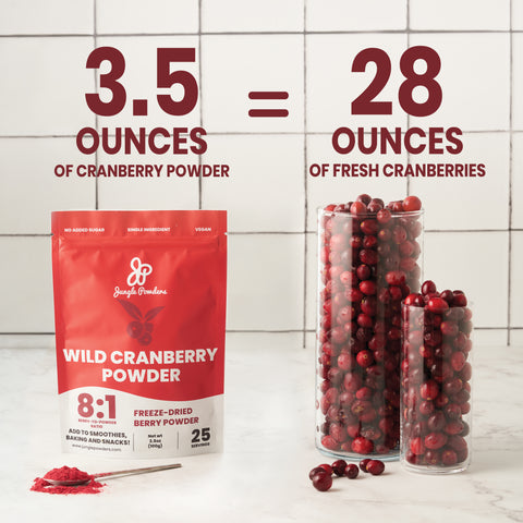 Jungle Powders Freeze-Dried Wild Cranberry Powder 3.5 Ounce / 100g Bag From Whole Wild Cranberries