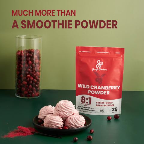Jungle Powders Freeze-Dried Wild Cranberry Powder 3.5 Ounce / 100g Bag From Whole Wild Cranberries