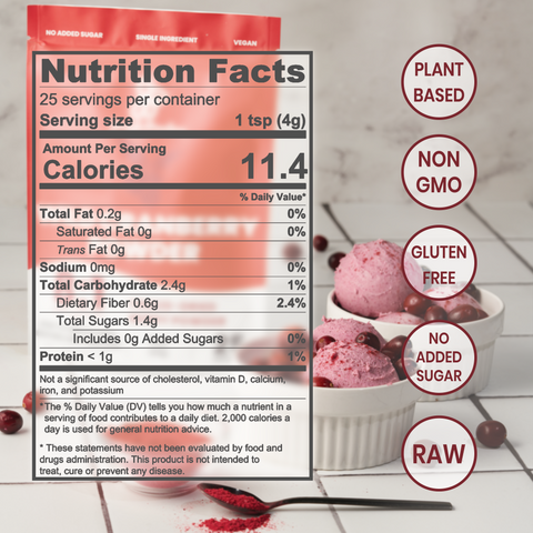 Jungle Powders Freeze-Dried Wild Cranberry Powder 3.5 Ounce / 100g Bag From Whole Wild Cranberries