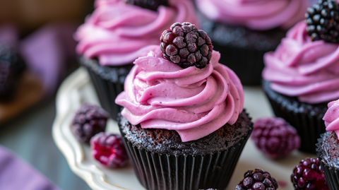Cupcakes With Freeze-Dried Black Raspberry Powder