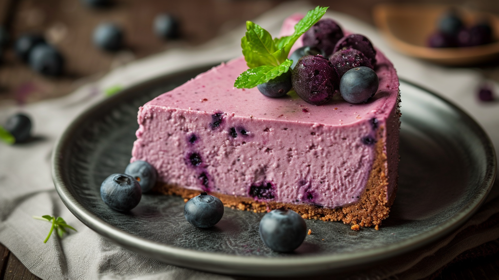 Blueberry Cheesecake with Freeze-Dried Blueberry Powder