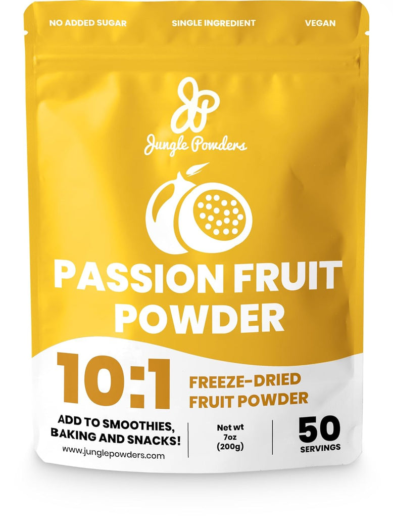 Jungle Powders Passion Fruit Powder For Smoothie 3.5 Ounce Bag, Natural Unsweetened Powdered Freeze Dried Passion Fruit Extract, Filler, Additive Free Superfood Powder For Cooking Baking Flavoring Smoothies