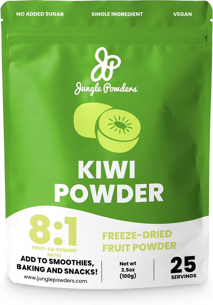 Jungle Powders Kiwi Fruit Powder 3.5 Ounce / 100g Bag Freeze Dried Dried Kiwi Smoothie Whole Fruit Juice Powder For Baking Unsweetened Flavoring Kiwis Freeze Dried Fruit Powder For Cooking Supplement Extract