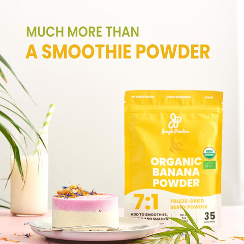 Jungle Powders Organic Banana Fruit Powder 5 Ounce / 141g Bag Made From Freeze Dried Bananas