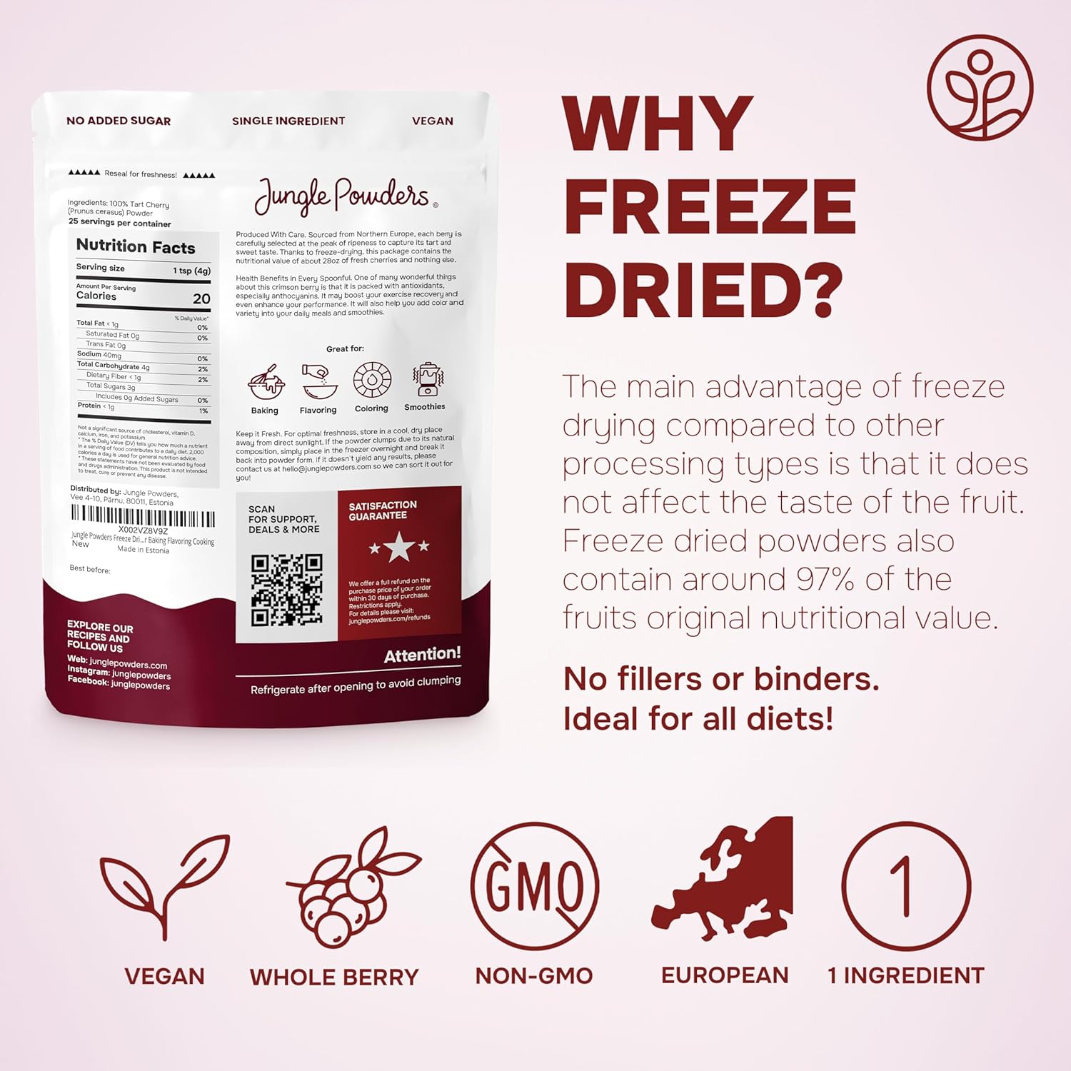 Tart Cherry Powder Freeze-Dried 3.5 Ounce Bag
