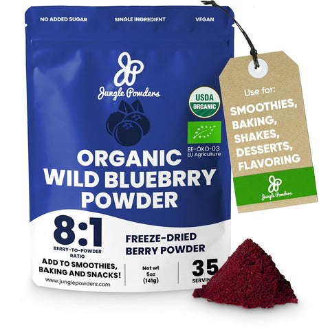 Jungle Powders Wild Blueberry Powder Organic 5 Ounce / 141g Bag