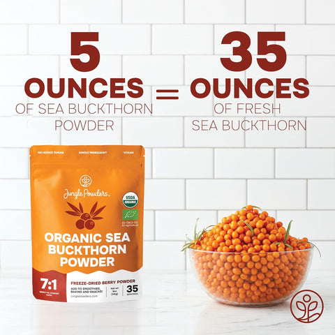 Organic Sea Buckthorn Powder Freeze-Dried 5 Ounce Bag