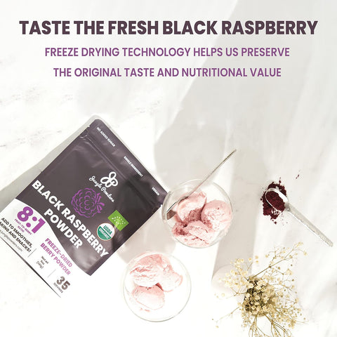 Jungle Powders Organic Black Raspberry Powder 5 Ounce / 141g Bag