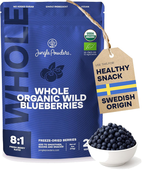 Whole Organic Wild Blueberries Freeze-Dried 4 Ounce Bag