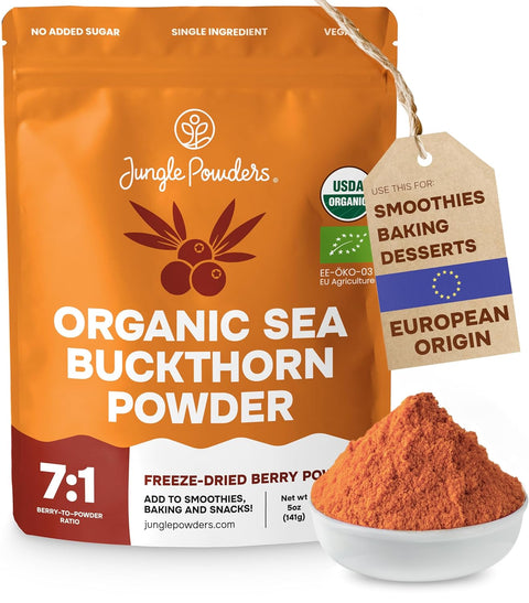 Organic Sea Buckthorn Powder Freeze-Dried 5 Ounce Bag