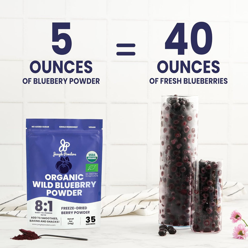 Jungle Powders Freeze-Dried Organic Blueberry Powder 5oz / 141g