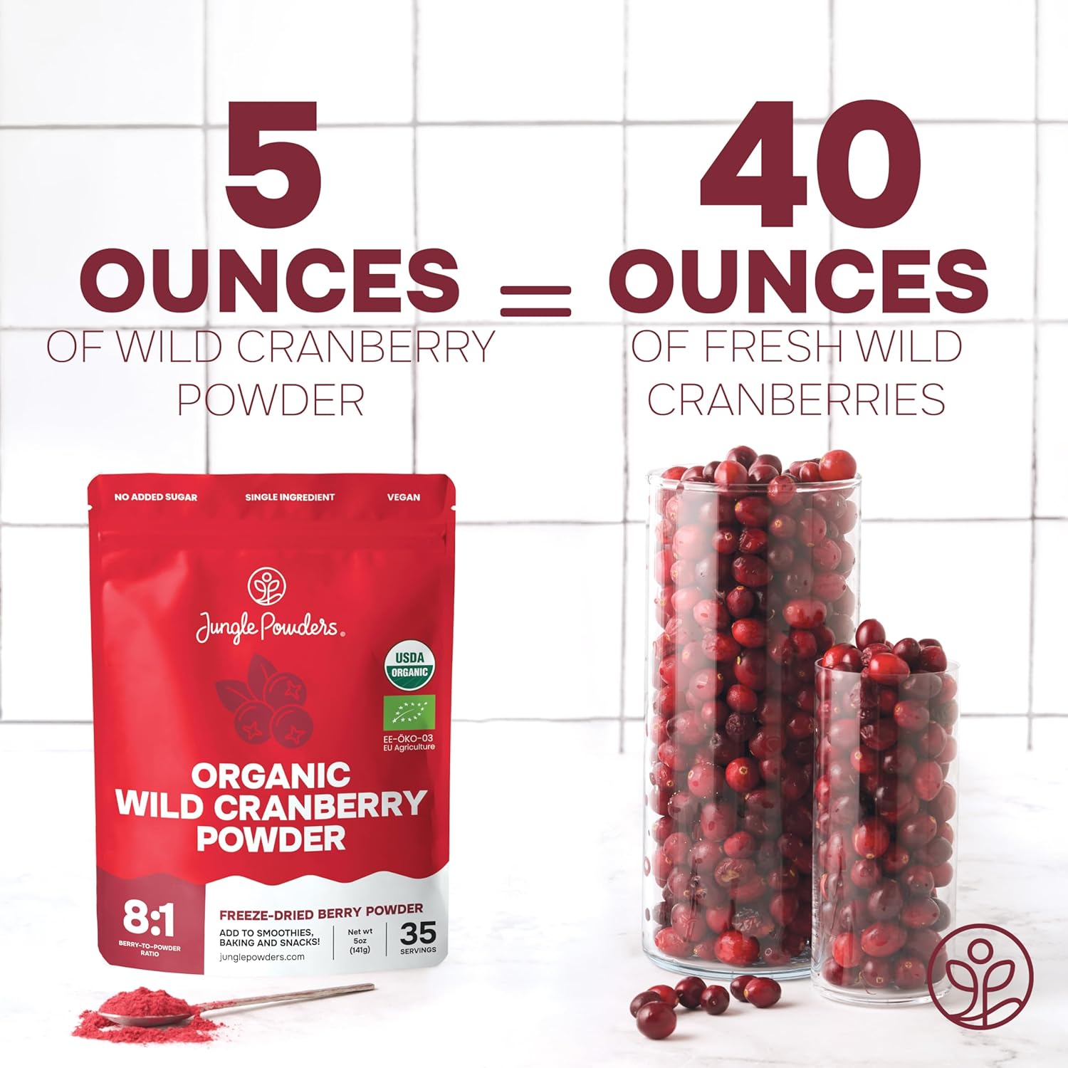 Organic Wild Cranberry Powder Freeze-dried 5 Ounce Bag