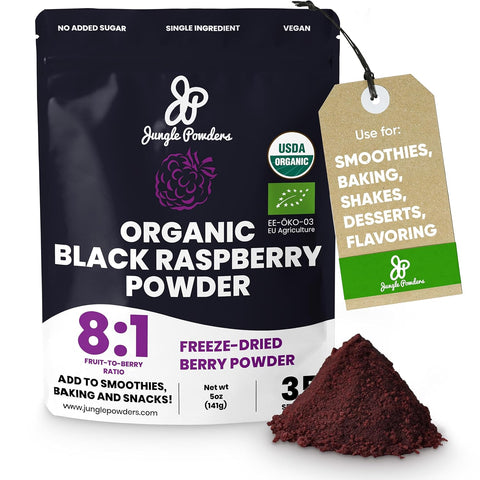 Jungle Powders Organic Black Raspberry Powder 5 Ounce / 141g Bag