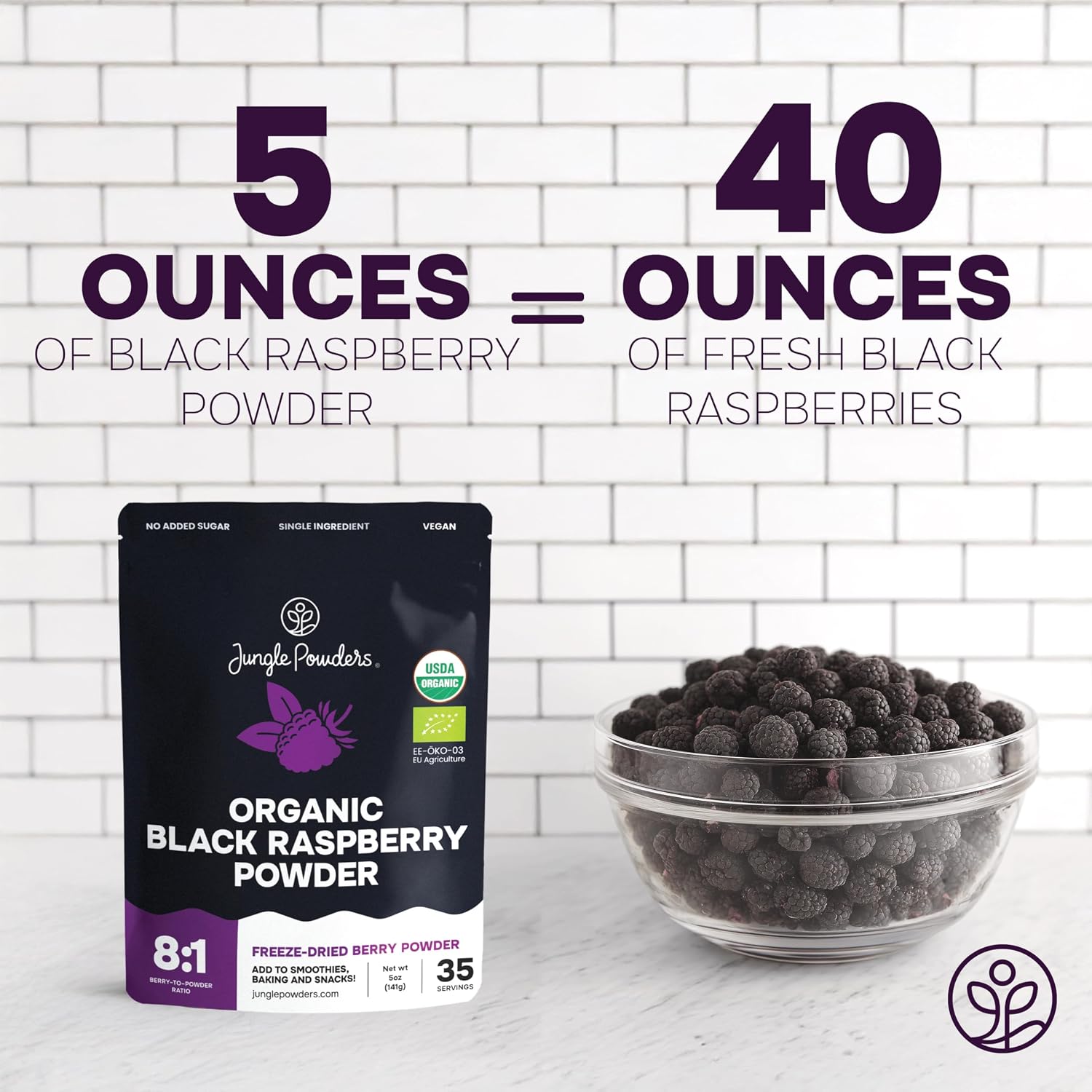 Organic Black Raspberry Powder Freeze-Dried 5 Ounce Bag