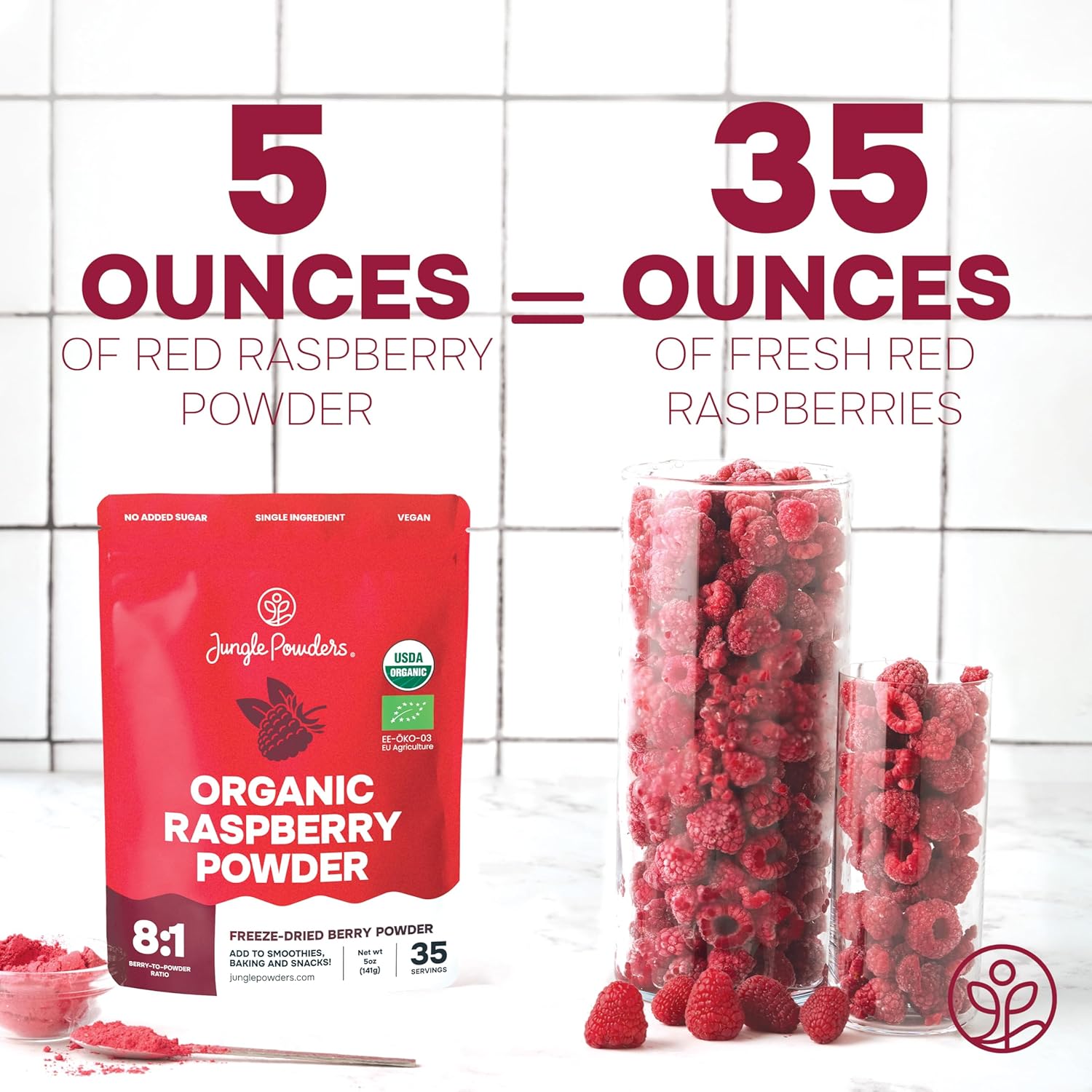 Organic Raspberry Powder Freeze-Dried 5 Ounce Bag