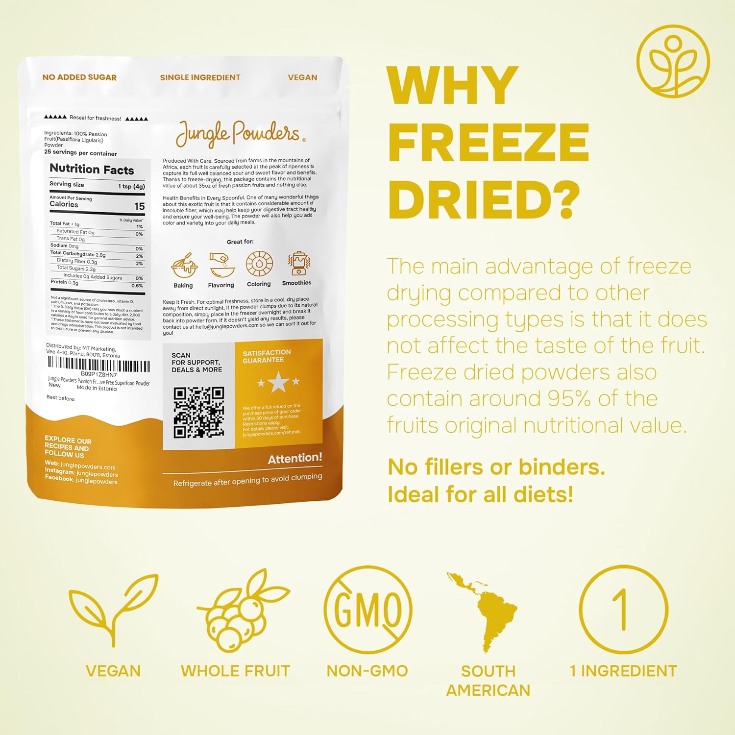 Passion Fruit Powder Freeze-dried 3.5 Ounce Bag