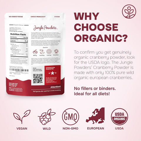 Organic Wild Cranberry Powder Freeze-dried 5 Ounce Bag