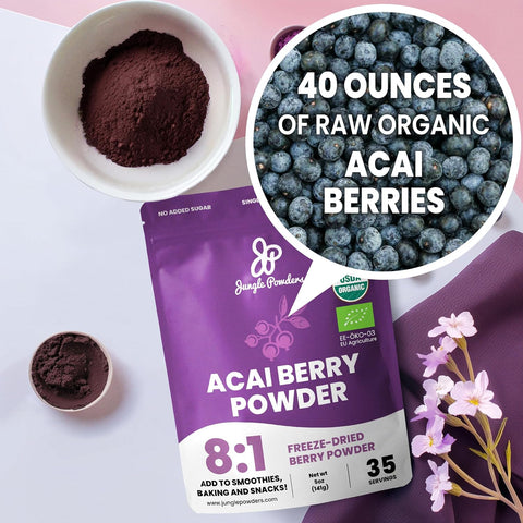 Jungle Powders Organic Acai Berry Powder 5 Ounce / 141g Bag