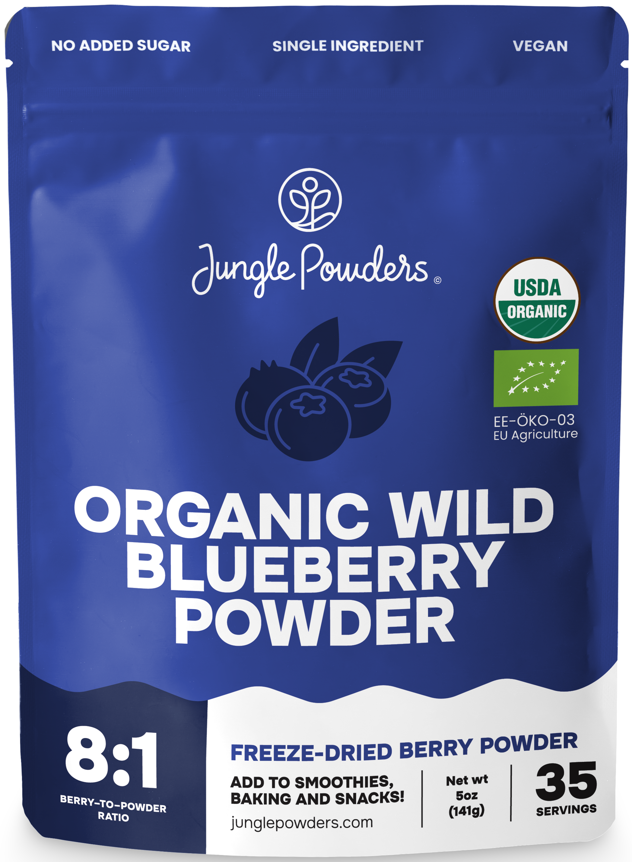 Organic Wild Blueberry Powder USDA Certified - Made from 40oz of Fresh ...