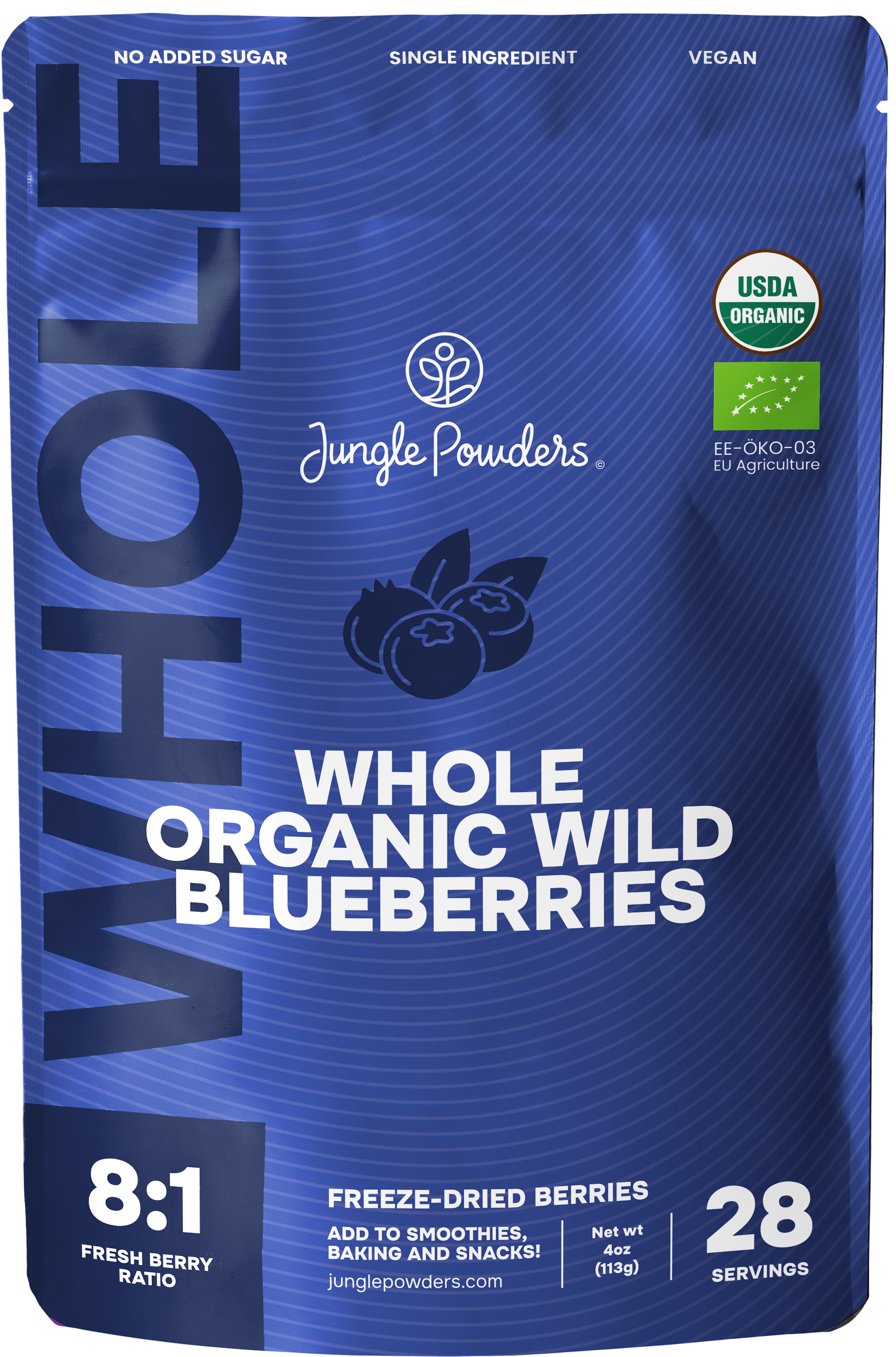 Whole Organic Wild Blueberries Freeze-Dried 4 Ounce Bag