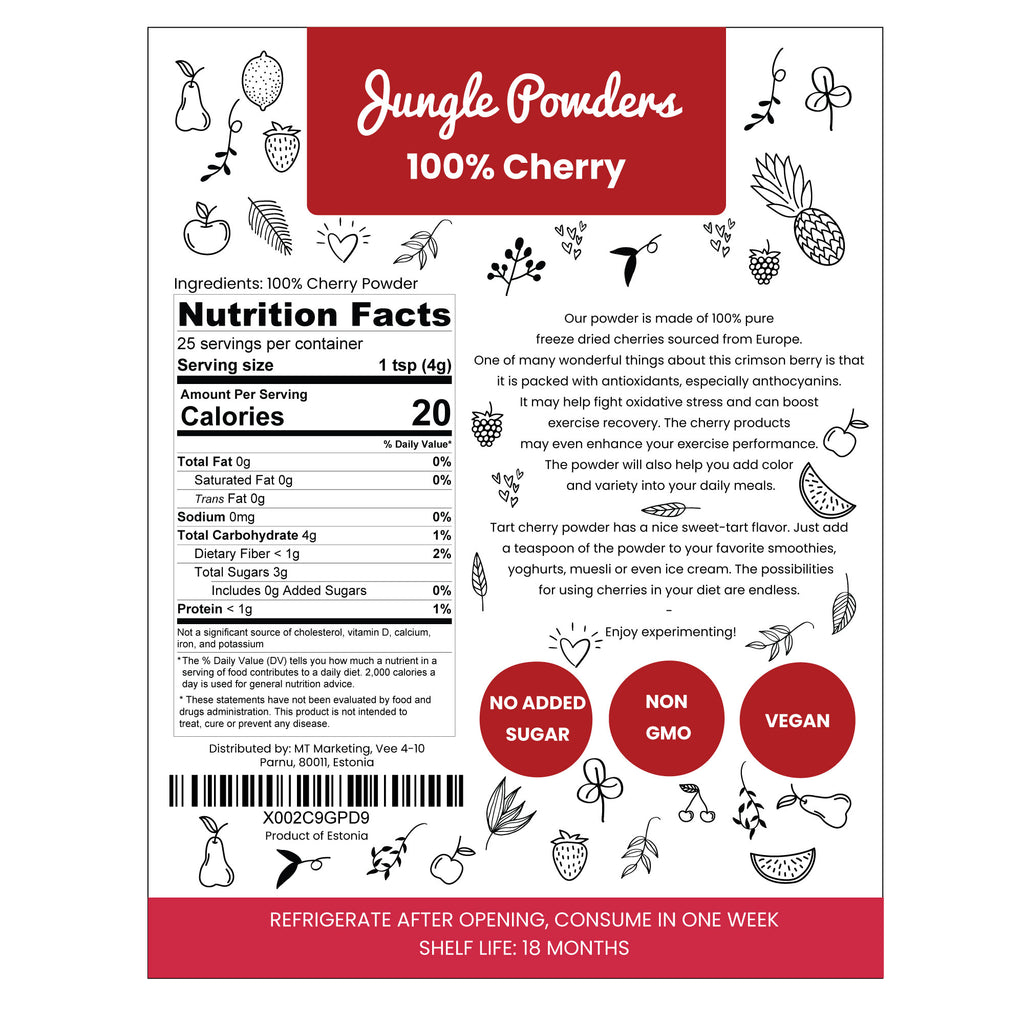 Jungle Powders 3.5oz Freeze-Dried Tart Cherry Powder