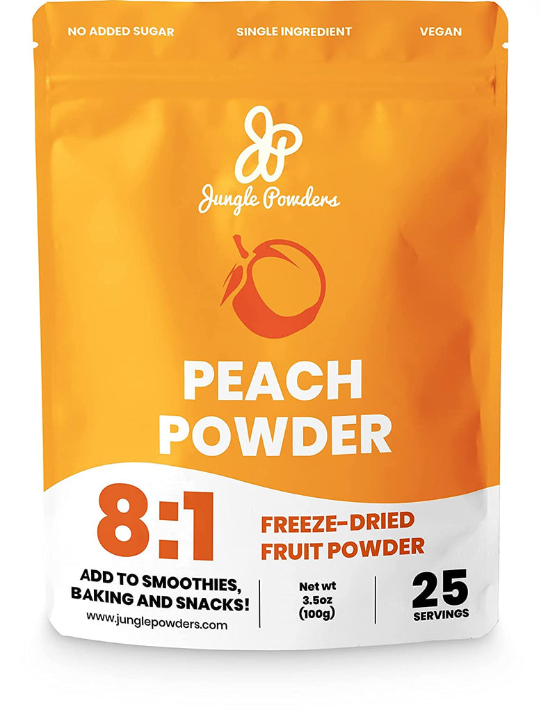 Jungle Powders Peach Powder 3.5 Ounce / 100g Bag, Powdered Freeze Dried Peaches No Sugar Added, GMO, Additive and Filler Free Peach Flavoring Extract for Baking