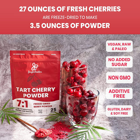Jungle Powders Tart Cherry Powder 3.5 Ounce Bag / 100g Made from Freeze Dried Cherries