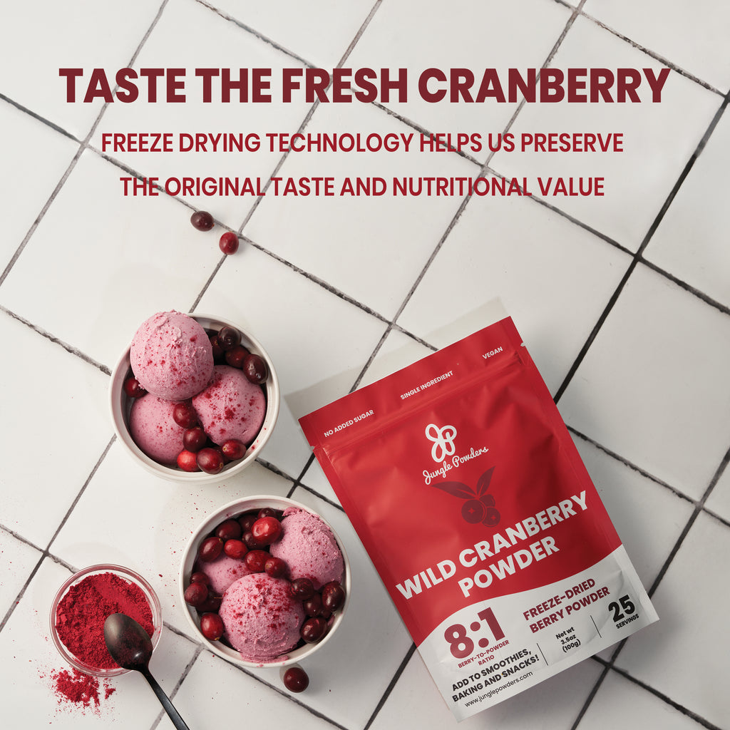 Jungle Powders Freeze-Dried Wild Cranberry Powder 3.5oz / 100g